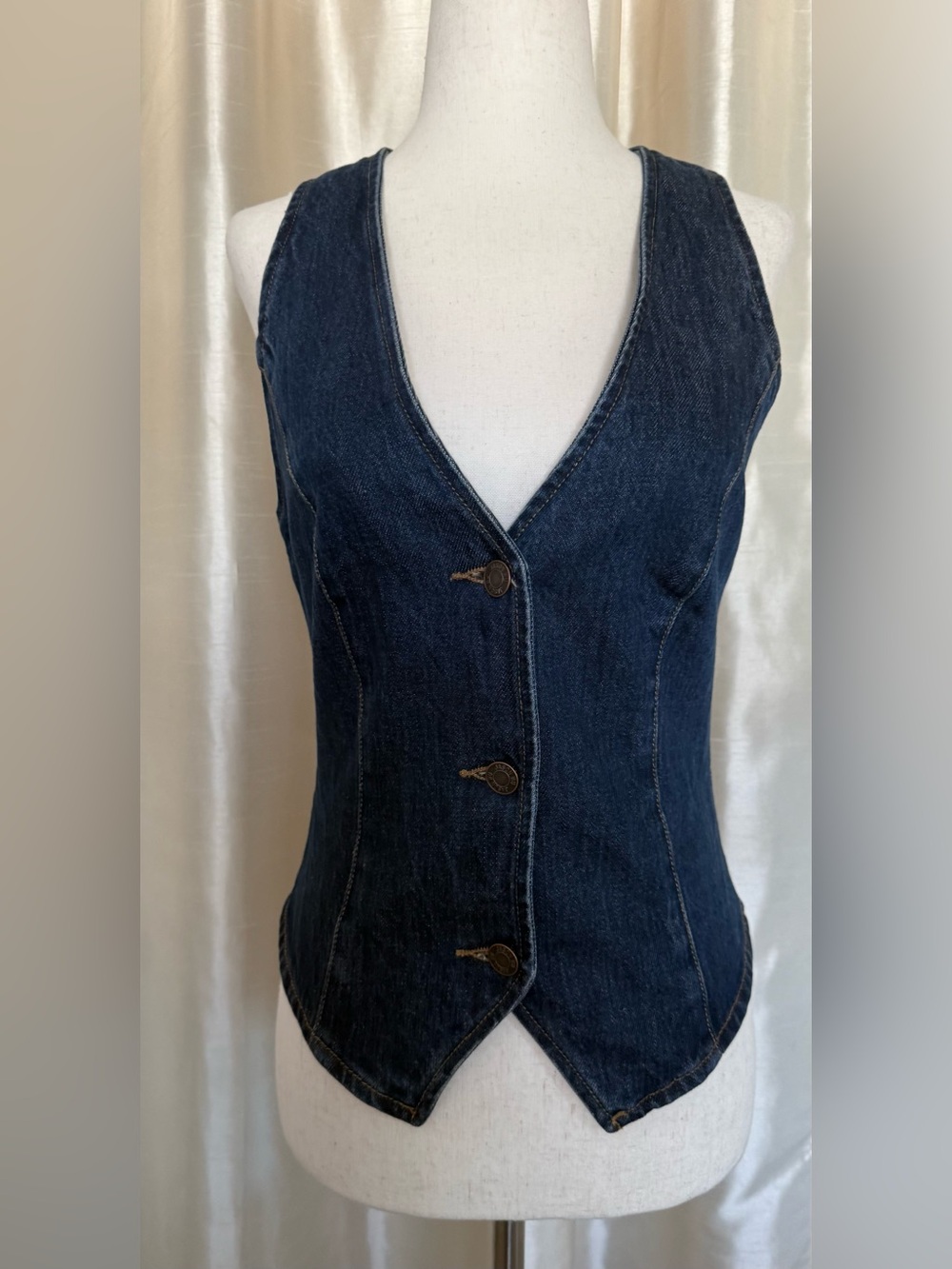 Edit Jason Wu Structured Cropped Denim Vest 100% Recycled Cotton Size XSmall - Picture 4 of 12